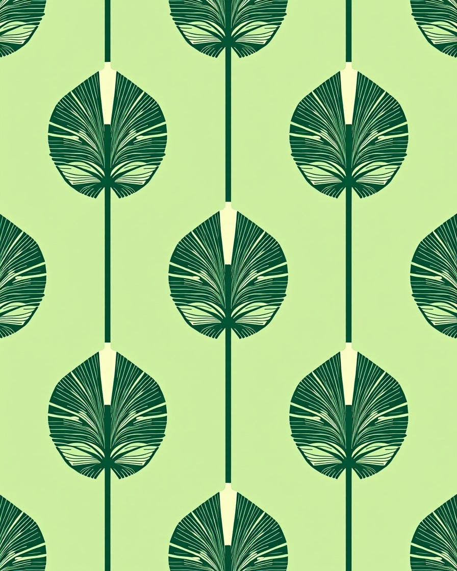 Stylized Palm Leaf Geometric Pattern Rug