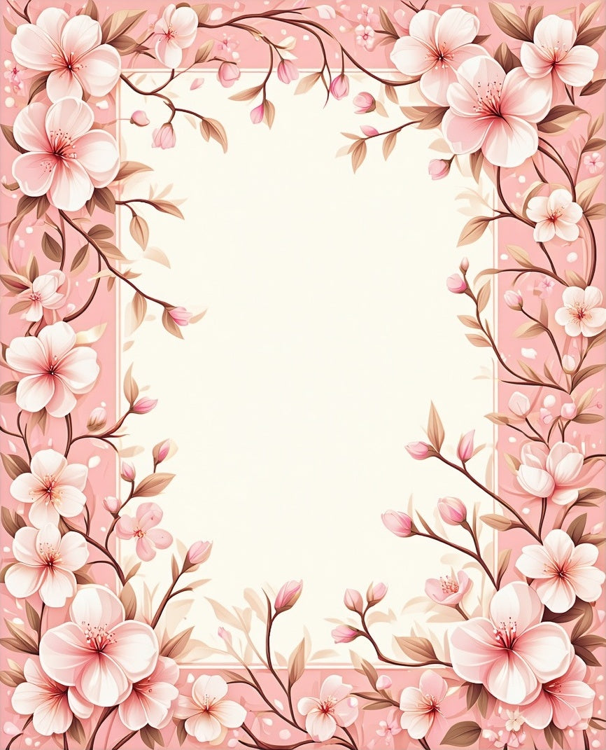 Pink Sakura Blossom Floral Vine Rug