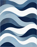 Abstract Blue Wave Line Pattern Rug