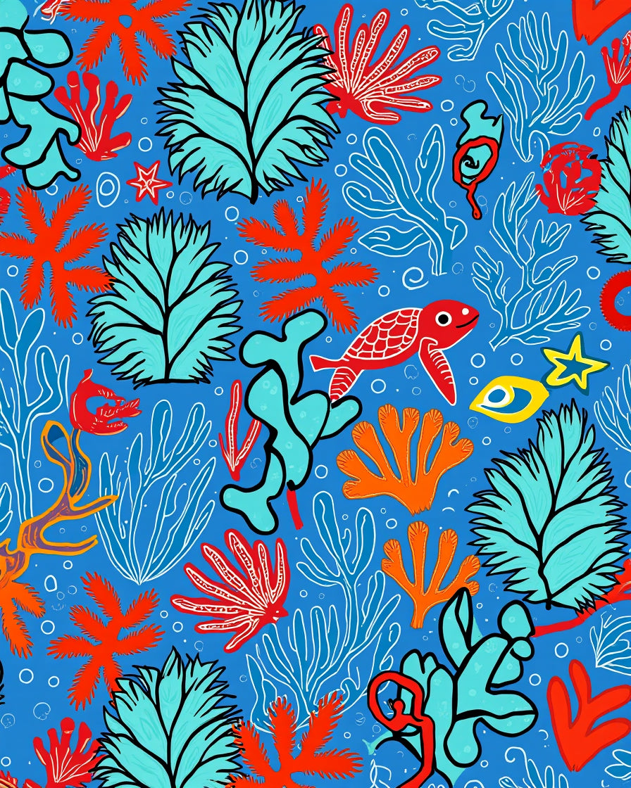 Oceanic Coral Reef Pattern Rug