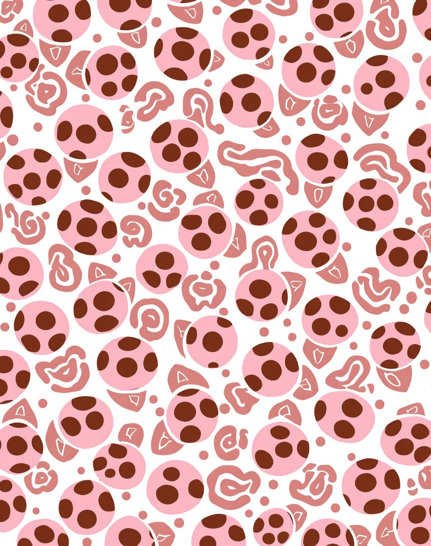 Pink Polka Dot Animal Print Pattern Rug