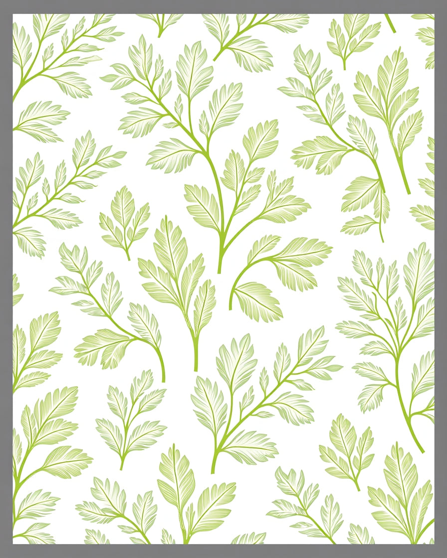 Green Leaf Delicate Pattern Rug