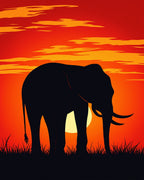 Sunset Elephant Savanna Silhouette Rug