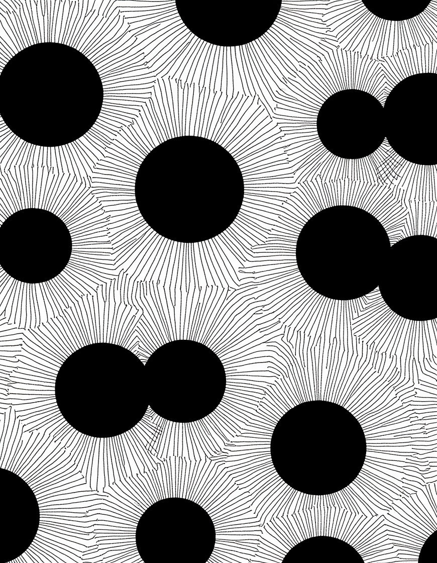 Bold Black Sunburst Circles Rug