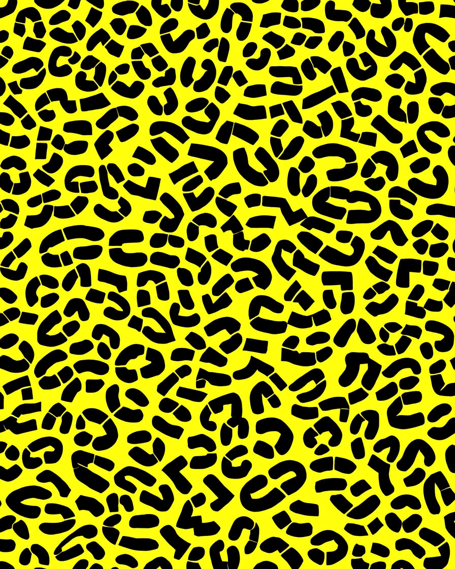 Bold Yellow Black Leopard Print Rug