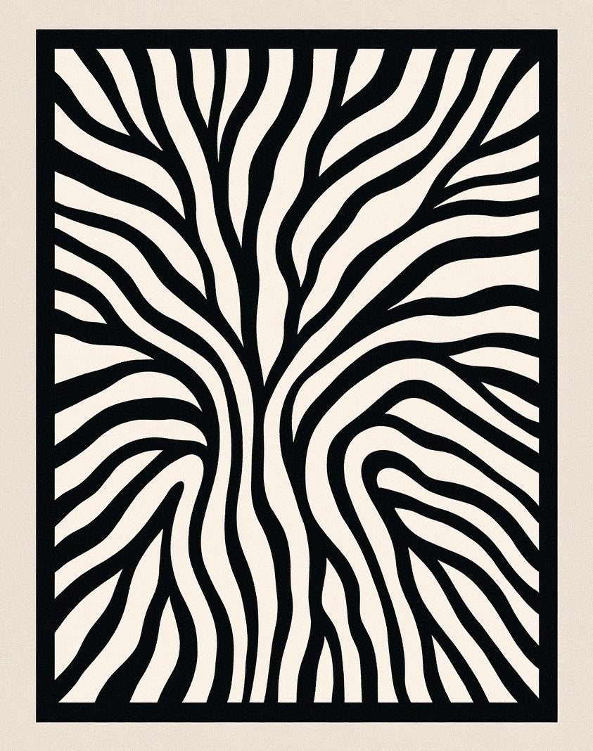Black and White Abstract Wavy Stripes Rug