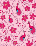 Pretty Pink Peacock Bloom Design Rug
