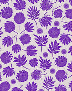Purple Floral Leaf Pattern Rug