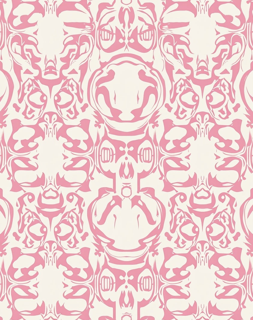 Pink Floral Symmetrical Ornament Rug