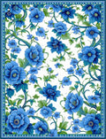 Vibrant Blue Floral Vine Pattern Rug