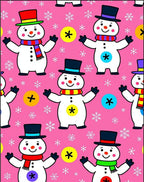 Whimsical Pink Snowman Winter Wonderland Rug