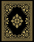 Ornate Golden Floral Centerpiece Design Rug