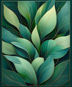 Verdant Leaves Gold Line Pattern Rug