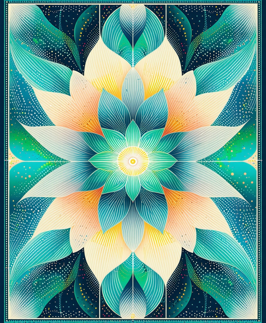 Radiant Floral Mandala Pattern Rug