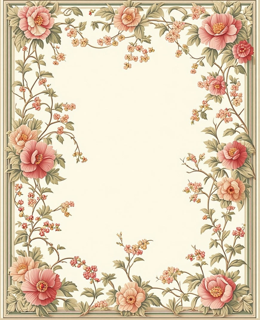 Elegant Floral Border Design Rug