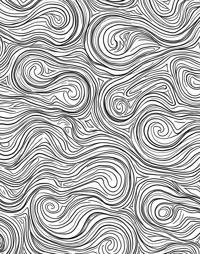 Abstract Swirling Black White Lines Rug