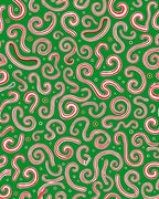 Whimsical Red Swirl Candy Cane Green Rug