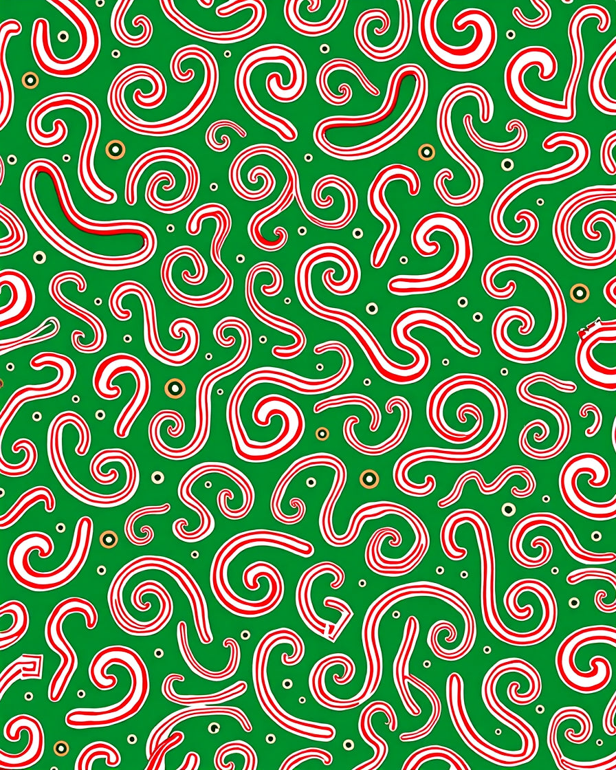 Whimsical Red Swirl Candy Cane Green Rug