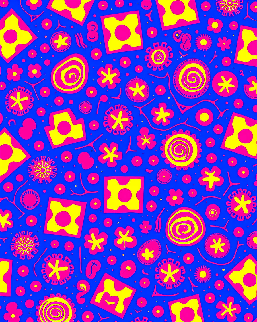 Vibrant Yellow And Pink Abstract Patterns Rug