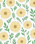 Sunny Daisy and Leaf Pattern Rug