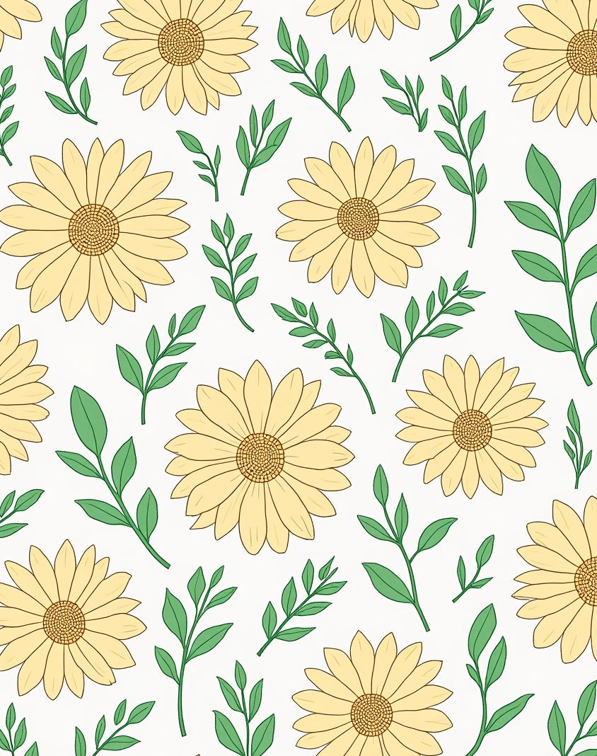 Sunny Daisy and Leaf Pattern Rug