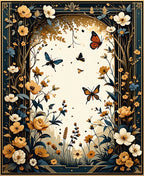Floral Butterfly Woodland Garden Rug