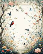 Birds and Blossoms Garden Scene Rug