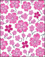 Pink Floral Pattern With Stemmed Flowers Rug