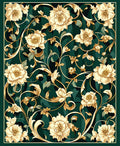 Elegant Floral Swirls Cream Green Rug