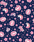 Whimsical Unicorn Floral Navy Rug