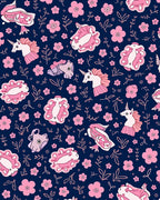 Whimsical Unicorn Floral Navy Rug