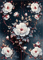 Dark Floral Botanical Painting Pattern Rug
