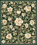 Art Nouveau White Floral Pattern Rug