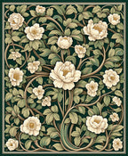 Art Nouveau White Floral Pattern Rug
