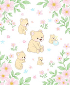 Whimsical Bear Floral Pattern Rug