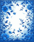 Classic Blue Floral Garden Pattern Rug