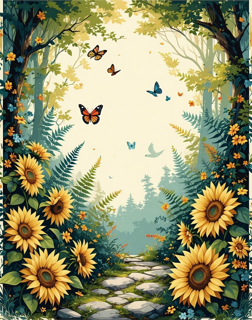 Whimsical Meadow Path Butterfly Rug