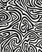 Black White Abstract Swirl Pattern Rug