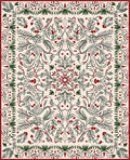 Crimson Cherry Blossom Scrollwork Medallion Rug