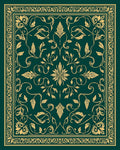Elegant Golden Floral Vine Design Rug