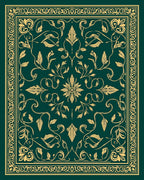 Elegant Golden Floral Vine Design Rug