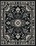 Black Cream Floral Intricate Pattern Rug