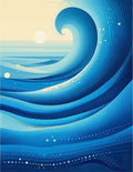 Dynamic Blue Wave Pattern Rug