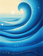 Dynamic Blue Wave Pattern Rug