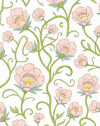 Romantic Pink Floral Vine Pattern Rug