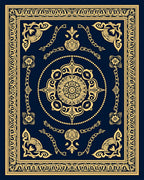 Elegant Gold Floral Border Rug