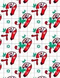 Red Candy Cane Holly Grid Rug