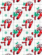 Red Candy Cane Holly Grid Rug