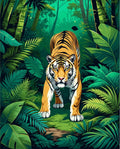 Bold Tiger Jungle Scene Rug