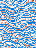 Wavy Blue And Red Speckled Pattern Rug